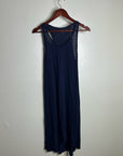 Eileen Fisher Hemp Organic Cotton Lightweight Racerback Navy Blue Midi Dress