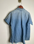AG 100% Cotton Two Tone Denim Distressed Oversized Boxy Fit Popover Top