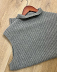 Lafayette 148 100% Cashmere Gray Ribbed Turtleneck Knit Rib Sweater Tank Top