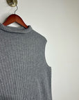 Lafayette 148 100% Cashmere Gray Ribbed Turtleneck Knit Rib Sweater Tank Top