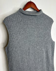 Lafayette 148 100% Cashmere Gray Ribbed Turtleneck Knit Rib Sweater Tank Top