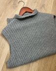 Lafayette 148 100% Cashmere Gray Ribbed Turtleneck Knit Rib Sweater Tank Top