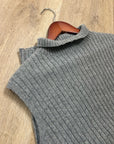 Lafayette 148 100% Cashmere Gray Ribbed Turtleneck Knit Rib Sweater Tank Top
