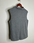 Lafayette 148 100% Cashmere Gray Ribbed Turtleneck Knit Rib Sweater Tank Top