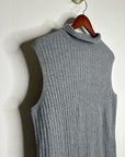 Lafayette 148 100% Cashmere Gray Ribbed Turtleneck Knit Rib Sweater Tank Top