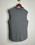 Lafayette 148 100% Cashmere Gray Ribbed Turtleneck Knit Rib Sweater Tank Top