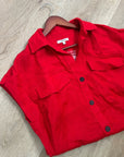 Madewell 100% Linen Utility Short-Sleeve Mini Shirtdress in Festival Red