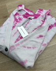 Unsubscribed 100% Cashmere Pink Tie Dye Button Down Boyfriend Cardigan