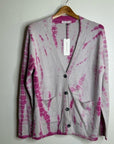 Unsubscribed 100% Cashmere Pink Tie Dye Button Down Boyfriend Cardigan