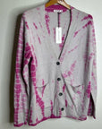 Unsubscribed 100% Cashmere Pink Tie Dye Button Down Boyfriend Cardigan