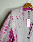 Unsubscribed 100% Cashmere Pink Tie Dye Button Down Boyfriend Cardigan