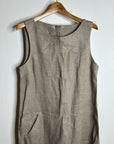 FLAX 100% Linen Tan Neutral Lagenlook Oversized Shift Tank Dress