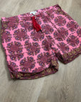 Sundance Cotton Linen Pink Multicolor Paisley Drawstring Loose Fit Shorts