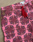 Sundance Cotton Linen Pink Multicolor Paisley Drawstring Loose Fit Shorts