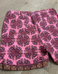 Sundance Cotton Linen Pink Multicolor Paisley Drawstring Loose Fit Shorts