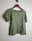 Francesca Bettini 100% Linen Sage Green Short Sleeve Slouchy Fit Top