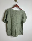 Francesca Bettini 100% Linen Sage Green Short Sleeve Slouchy Fit Top