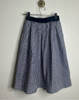 Sara Roka 100% Cotton Navy White Checkered Cotton Midi Skirt