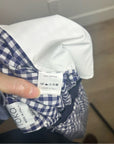 Sara Roka 100% Cotton Navy White Checkered Cotton Midi Skirt