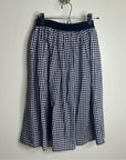 Sara Roka 100% Cotton Navy White Checkered Cotton Midi Skirt