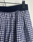 Sara Roka 100% Cotton Navy White Checkered Cotton Midi Skirt
