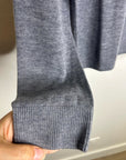 One Grey Day 100% Merino Wool Fine Knit Gray Crew Neck Pullover Sweater