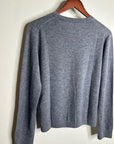 One Grey Day 100% Merino Wool Fine Knit Gray Crew Neck Pullover Sweater