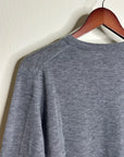 One Grey Day 100% Merino Wool Fine Knit Gray Crew Neck Pullover Sweater