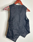Saks Fifth Avenue 100% Linen Black Button Down V- Neck Fitted Vest Top