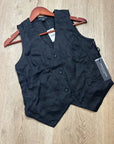Saks Fifth Avenue 100% Linen Black Button Down V- Neck Fitted Vest Top