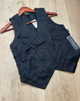 Saks Fifth Avenue 100% Linen Black Button Down V- Neck Fitted Vest Top