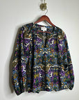 Cleobella 100% Organic Cotton Multicolor Puff Sleeve Poplin Blouse