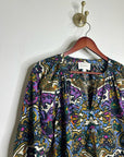 Cleobella 100% Organic Cotton Multicolor Puff Sleeve Poplin Blouse