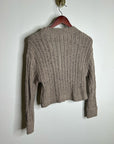 One Grey Day 100% Cotton Taupe Tan Thick Knit Button Down Cardigan Sweater