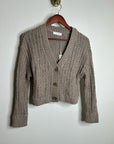 One Grey Day 100% Cotton Taupe Tan Thick Knit Button Down Cardigan Sweater