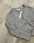 One Grey Day 100% Cotton Taupe Tan Thick Knit Button Down Cardigan Sweater