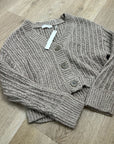 One Grey Day 100% Cotton Taupe Tan Thick Knit Button Down Cardigan Sweater