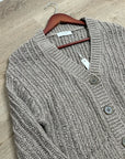 One Grey Day 100% Cotton Taupe Tan Thick Knit Button Down Cardigan Sweater