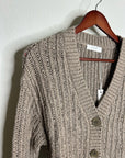 One Grey Day 100% Cotton Taupe Tan Thick Knit Button Down Cardigan Sweater