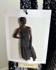 Nation LA 100% Pima Cotton Clementine Smocked Midi Dress Navy