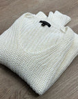 Banana Republic 100% Italian Linen Thick Knit Cream V - Neck Pullover Sweater