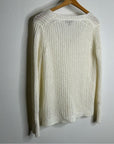 Banana Republic 100% Italian Linen Thick Knit Cream V - Neck Pullover Sweater