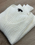 Banana Republic 100% Italian Linen Thick Knit Cream V - Neck Pullover Sweater