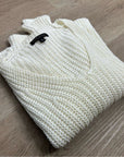 Banana Republic 100% Italian Linen Thick Knit Cream V - Neck Pullover Sweater