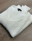 Banana Republic 100% Italian Linen Thick Knit Cream V - Neck Pullover Sweater