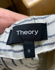 Theory 100% Linen Striped Straight Leg Cropped Pant