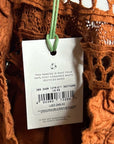 AE77 100% Organic Cotton Rust Color Peasant Style Eyelet Dress