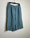 Eileen Fisher 100% Organic Linen Blue Straight Leg Cropped Pull on Pant Petite