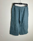 Eileen Fisher 100% Organic Linen Blue Straight Leg Cropped Pull on Pant Petite