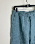 Eileen Fisher 100% Organic Linen Blue Straight Leg Cropped Pull on Pant Petite